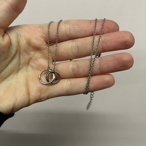 Silver Necklace Two Circles Intertwined